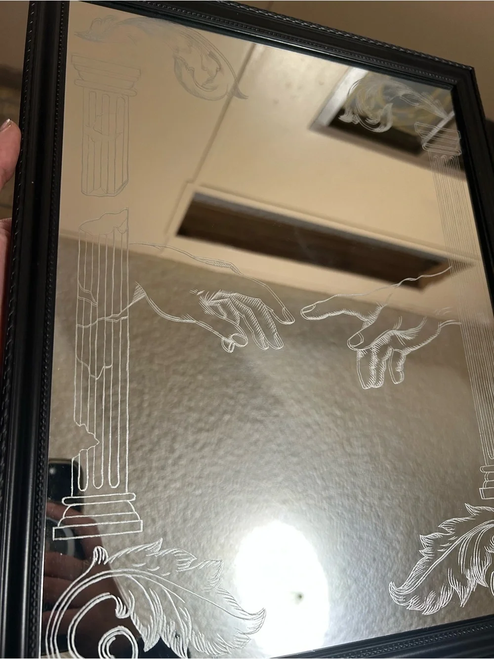 Decorative Hand-Illustration Wall Mirror - Clear Glass